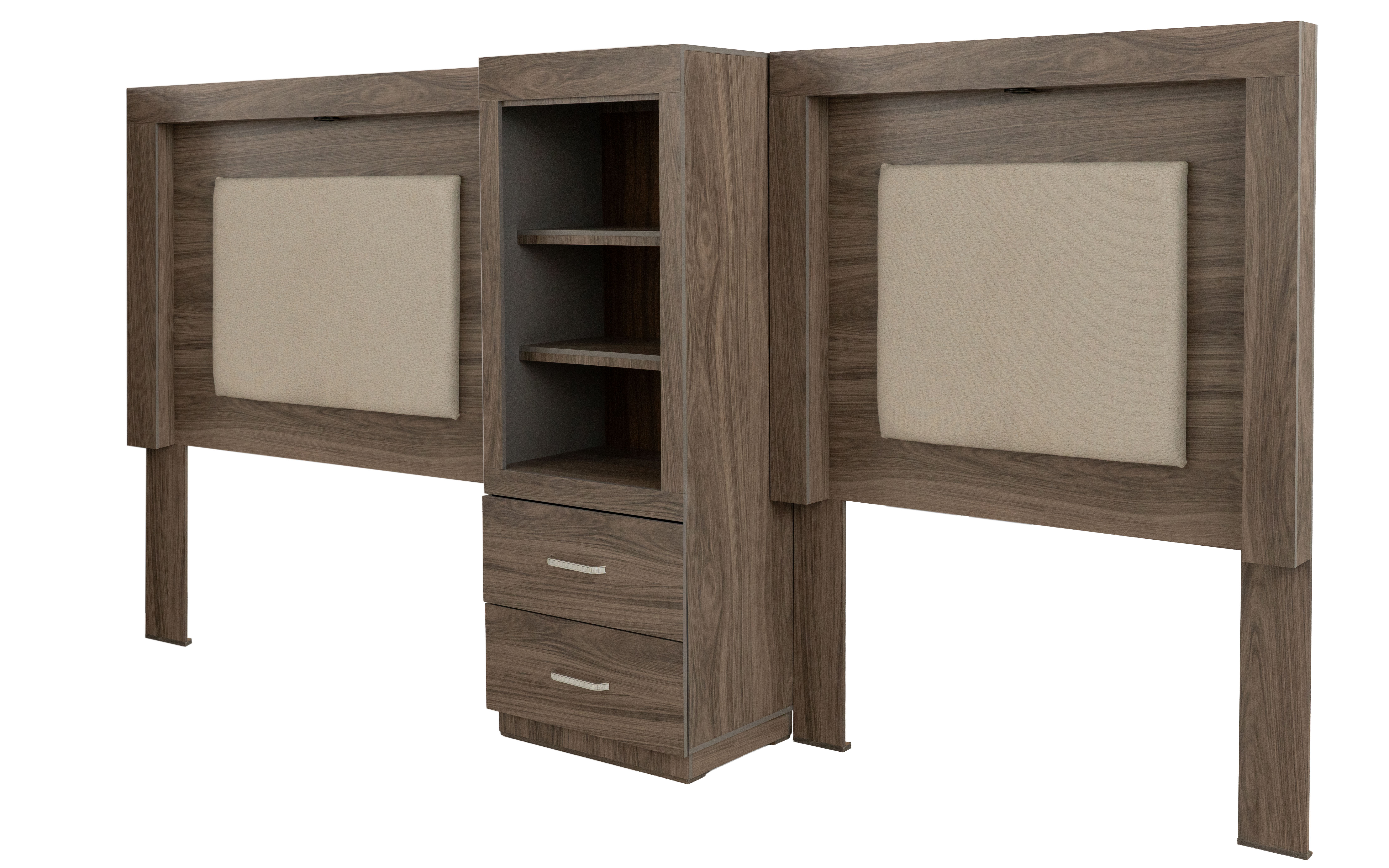Foto 3 pulgar | 2 Cabeceras Individuales Con Luz Y Buró Organizador Color Gris - Madera Industrializada