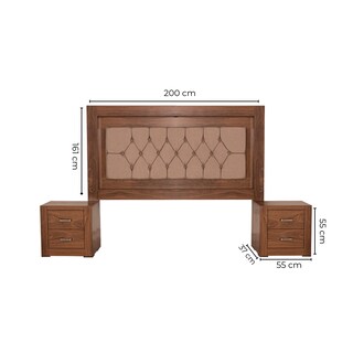 Foto 7 | Cabecera Tapizada King Size Con 2 Burós De 2 Cajones Color Nogal - Madera Industrializada Y Tapizado