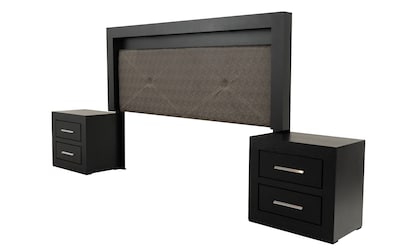 Foto 3 | Cabecera Con Luz King Size Con 2 Burós De 2 Cajones Color Chocolate - Madera Industrializada Y Tapizado