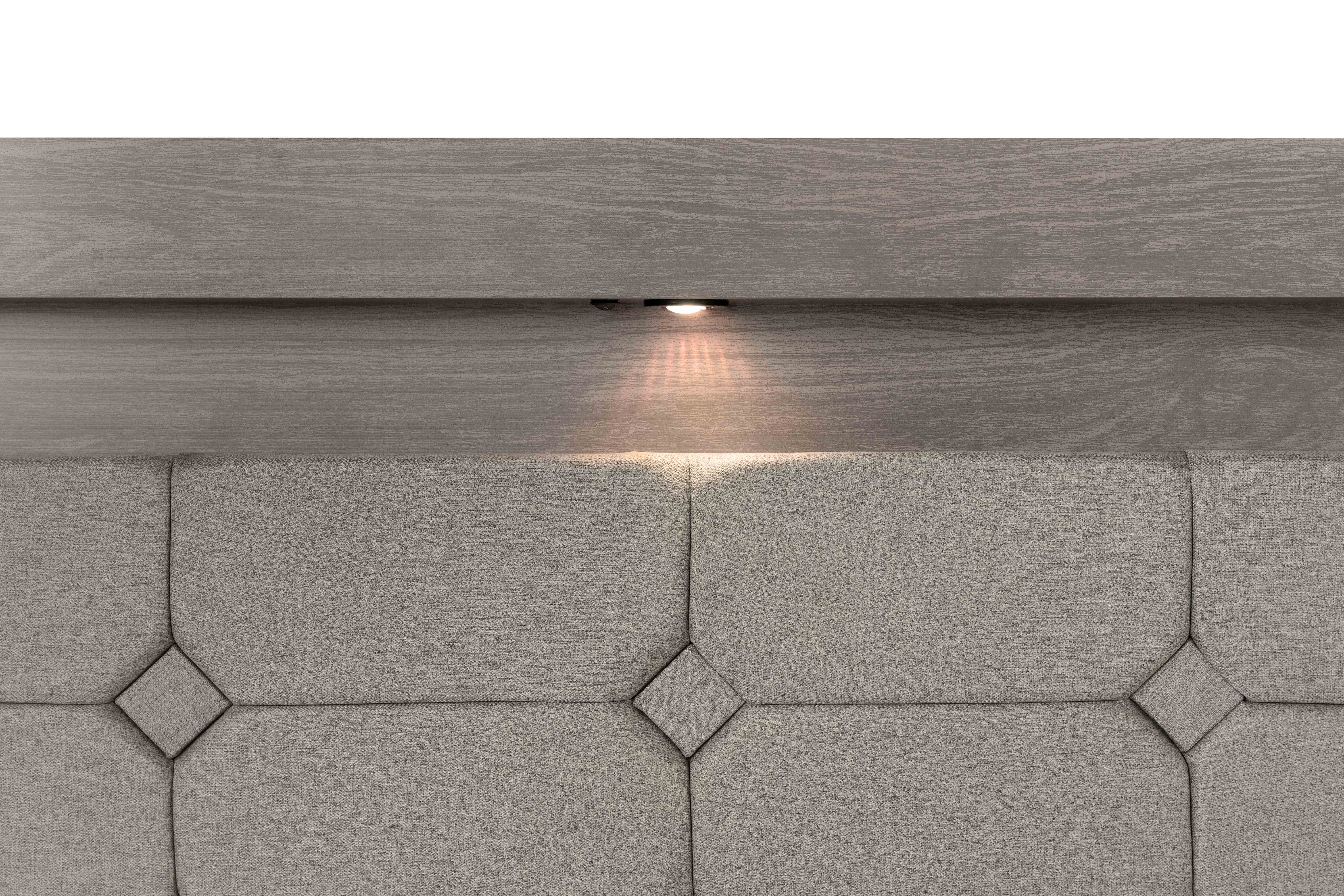 Foto 5 | Recámara King Size De 5 Piezas Con Cabecera Tapizada, 2 Burós, Cajonera Y Espejo Color Gris - Madera Industrial