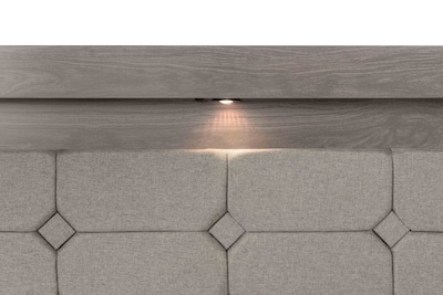 Foto 5 | Recámara King Size De 5 Piezas Con Cabecera Tapizada, 2 Burós, Cajonera Y Espejo Color Gris - Madera Industrial