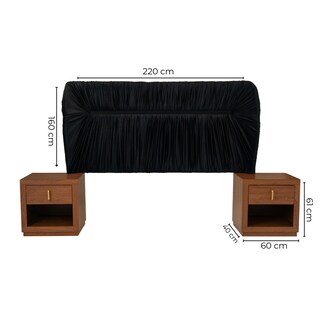 Foto 6 | Cabecera Tapizada King Size Con 2 Burós De 1 Cajón Color Negro Y Nogal - Madera Industrializada Y Tapizado