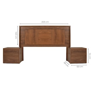 Foto 7 | Cabecera Con Luz King Size Con 2 Burós De 2 Cajones Color Parota - Madera Industrializada