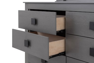 Foto 4 | Recámara King Size De 4 Piezas Con Cabecera Tapizada, 2 Burós Y Tocador Con Espejo Color Gris - Madera Industr