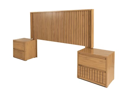 Foto 2 | Cabecera Con Luz King Size Con 2 Burós De 1 Cajón Color Natural - Madera Industrializada