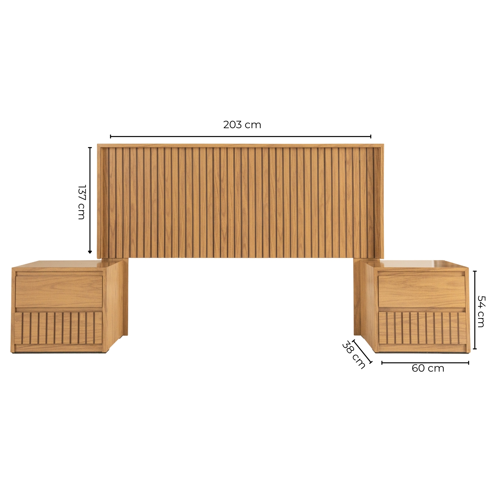 Foto 5 | Cabecera Con Luz King Size Con 2 Burós De 1 Cajón Color Natural - Madera Industrializada