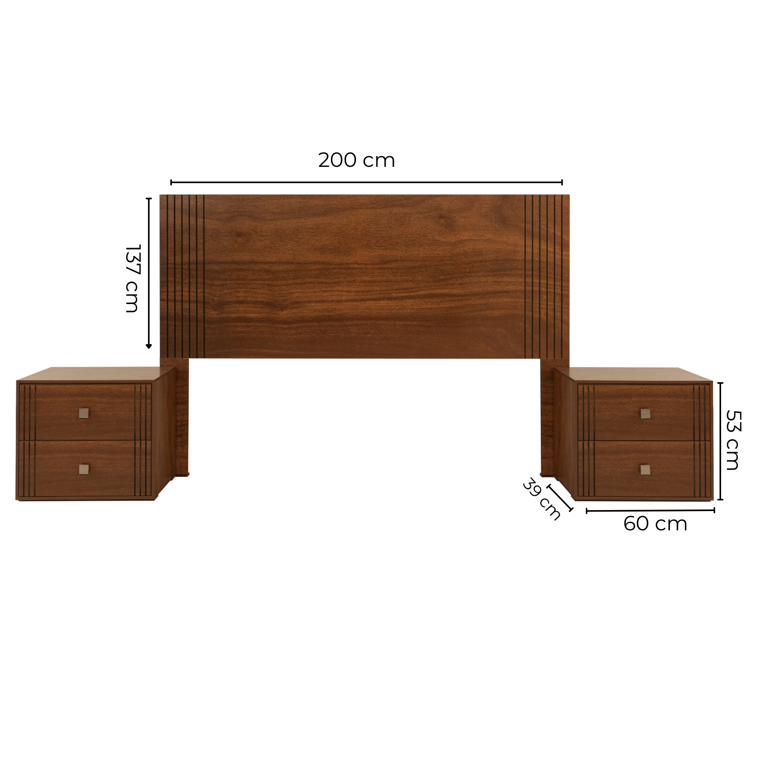 Foto 6 | Cabecera King Size Con 2 Burós De 2 Cajones Color Parota - Madera Industrializada