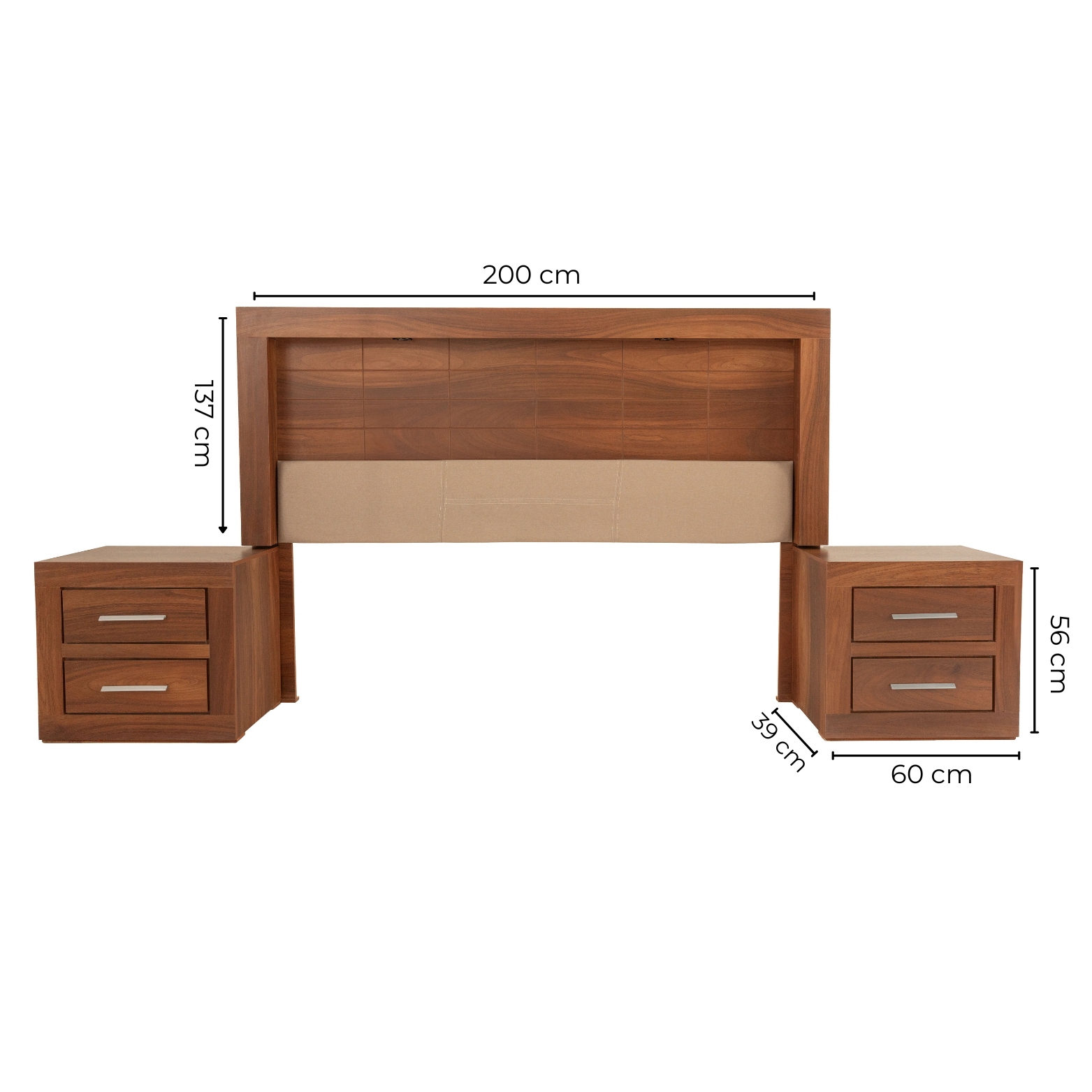 Foto 5 | Cabecera Con Luz King Size Con 2 Burós De 2 Cajones Color Parota - Madera Industrializada