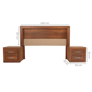 Foto 5 | Cabecera Con Luz King Size Con 2 Burós De 2 Cajones Color Parota - Madera Industrializada