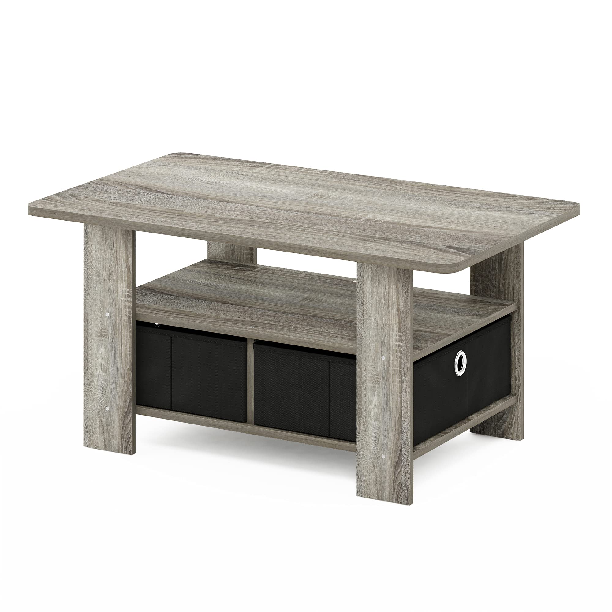 Foto 2 pulgar | Mesita Furinno Andrey Con Cajón Para Papelera, Roble Francés, Gris - Venta Internacional.