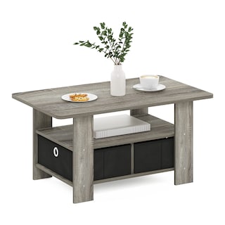 Foto 4 | Mesita Furinno Andrey Con Cajón Para Papelera, Roble Francés, Gris - Venta Internacional.