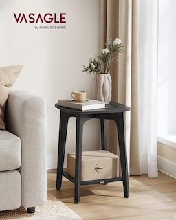 Foto 2 | Mesa Auxiliar Vasagle Cuadrada Pequeña Gris Antracita Ulet236b01 - Venta Internacional.