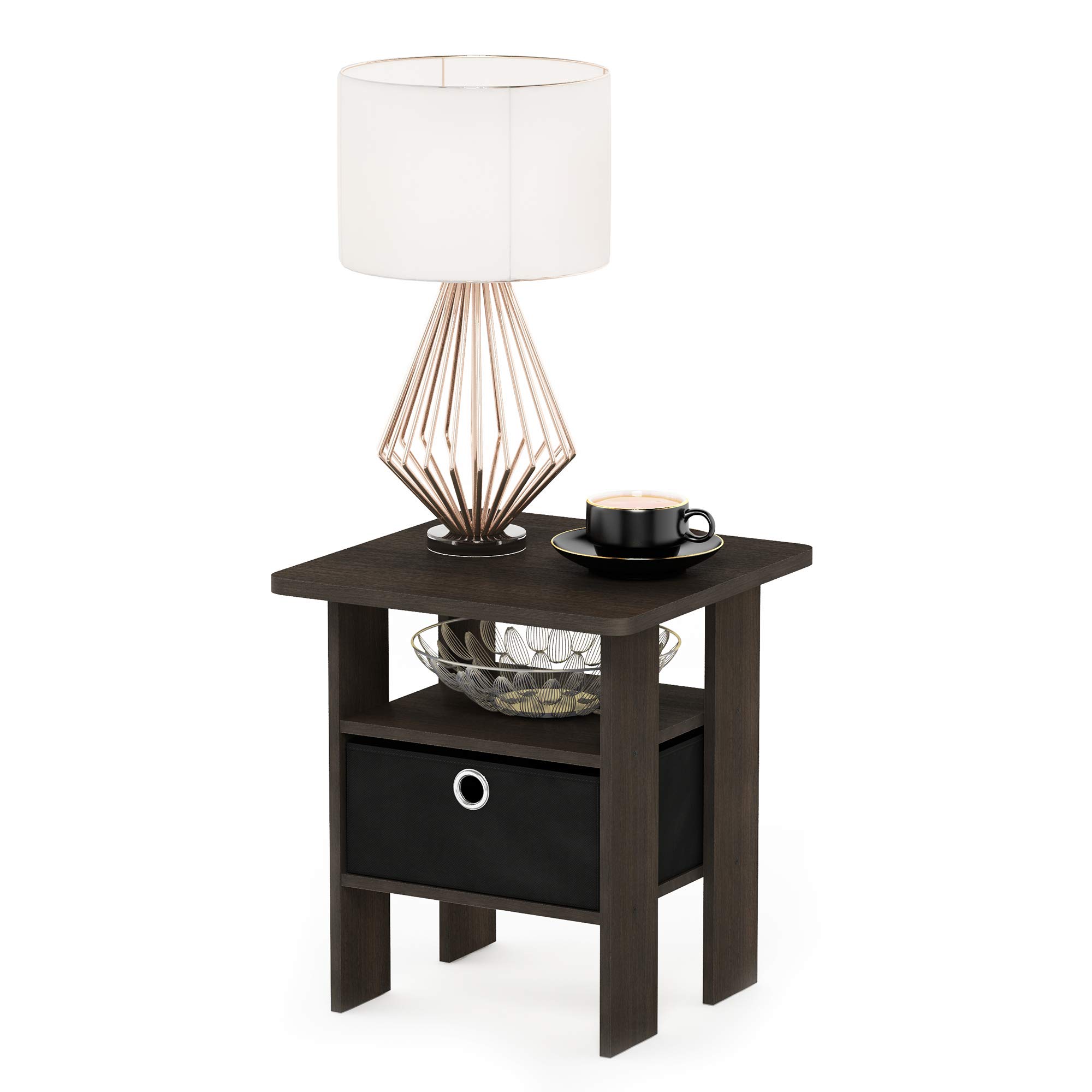 Foto 5 pulgar | Mesa Auxiliar Furinno Andrey Con Cajón De Basura Marrón Oscuro/negro - Venta Internacional.