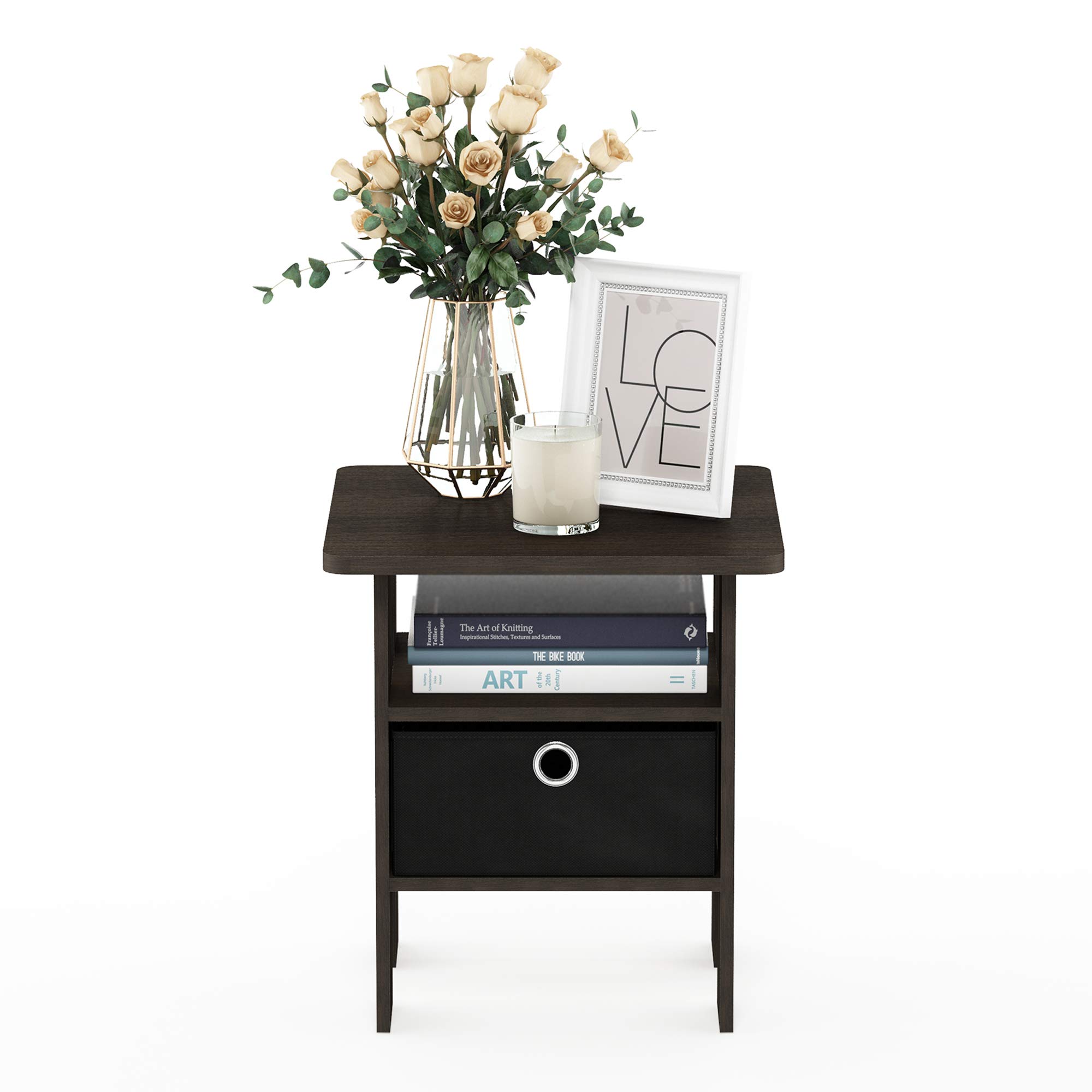 Foto 6 pulgar | Mesa Auxiliar Furinno Andrey Con Cajón De Basura Marrón Oscuro/negro - Venta Internacional.