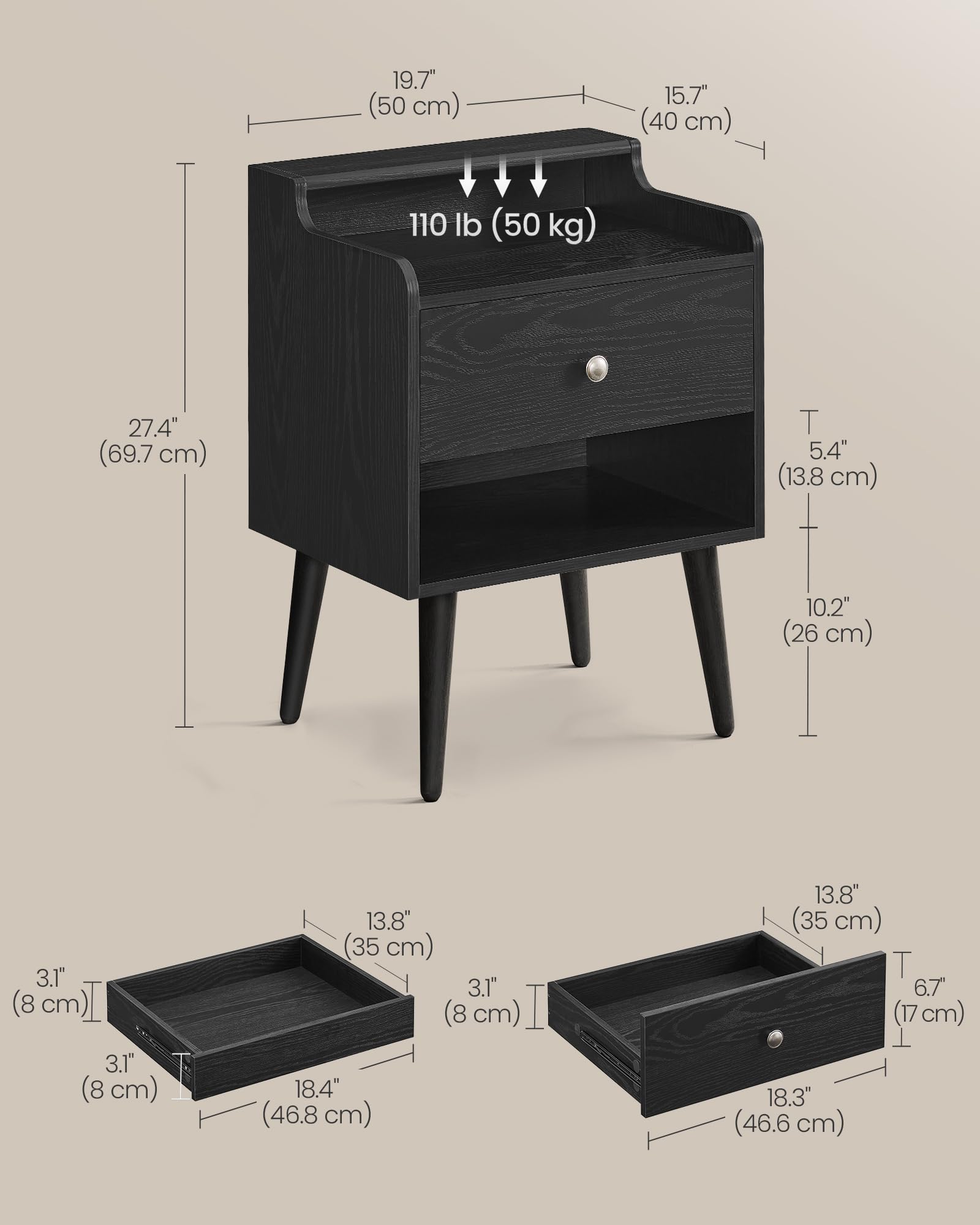 Foto 6 | Juego De 2 Mesitas De Noche Vasagle Con Cajones Ocultos - Venta Internacional.