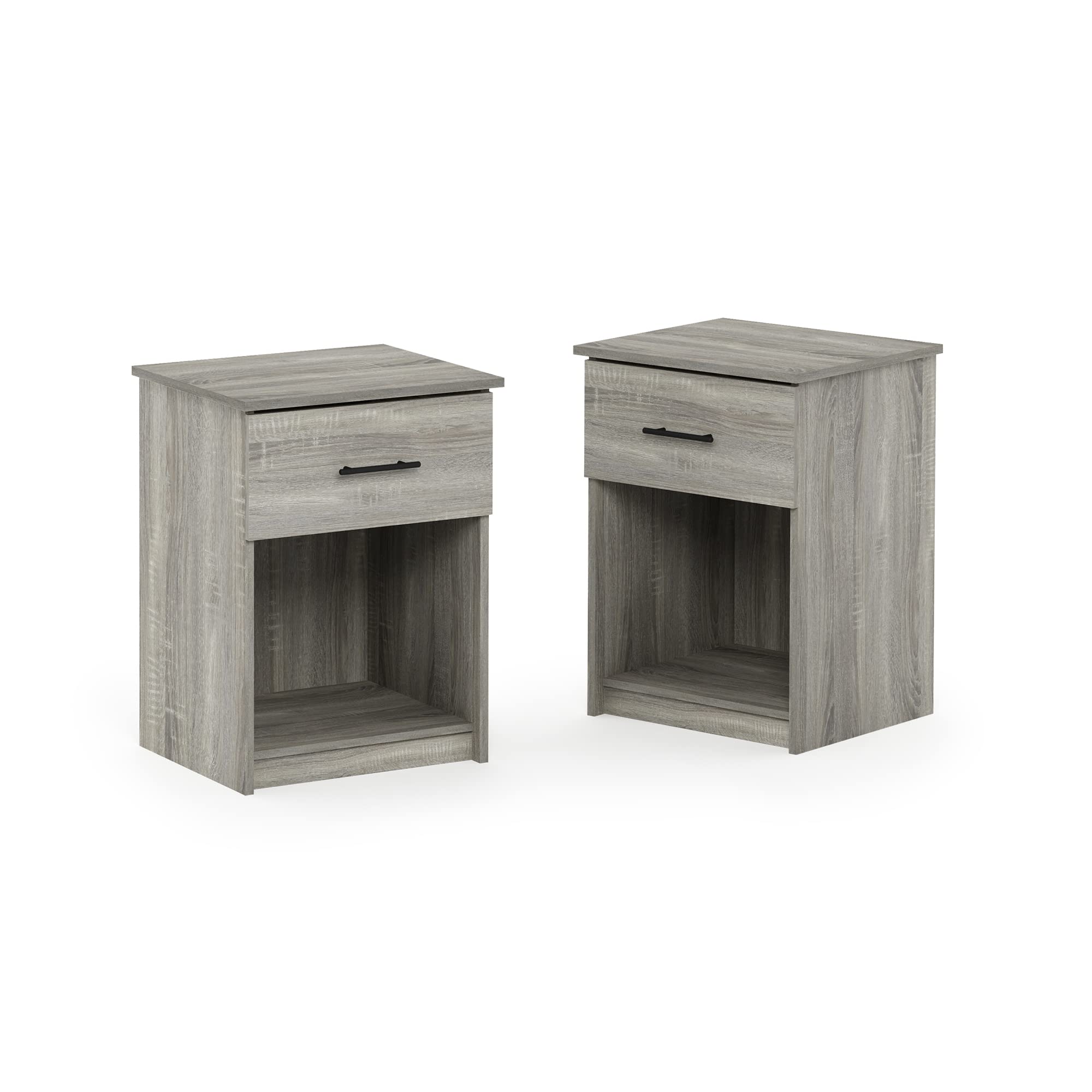 Foto 2 pulgar | Mesita De Noche Furinno Tidur, Roble Francés, Gris, Paquete De 2 - Venta Internacional.