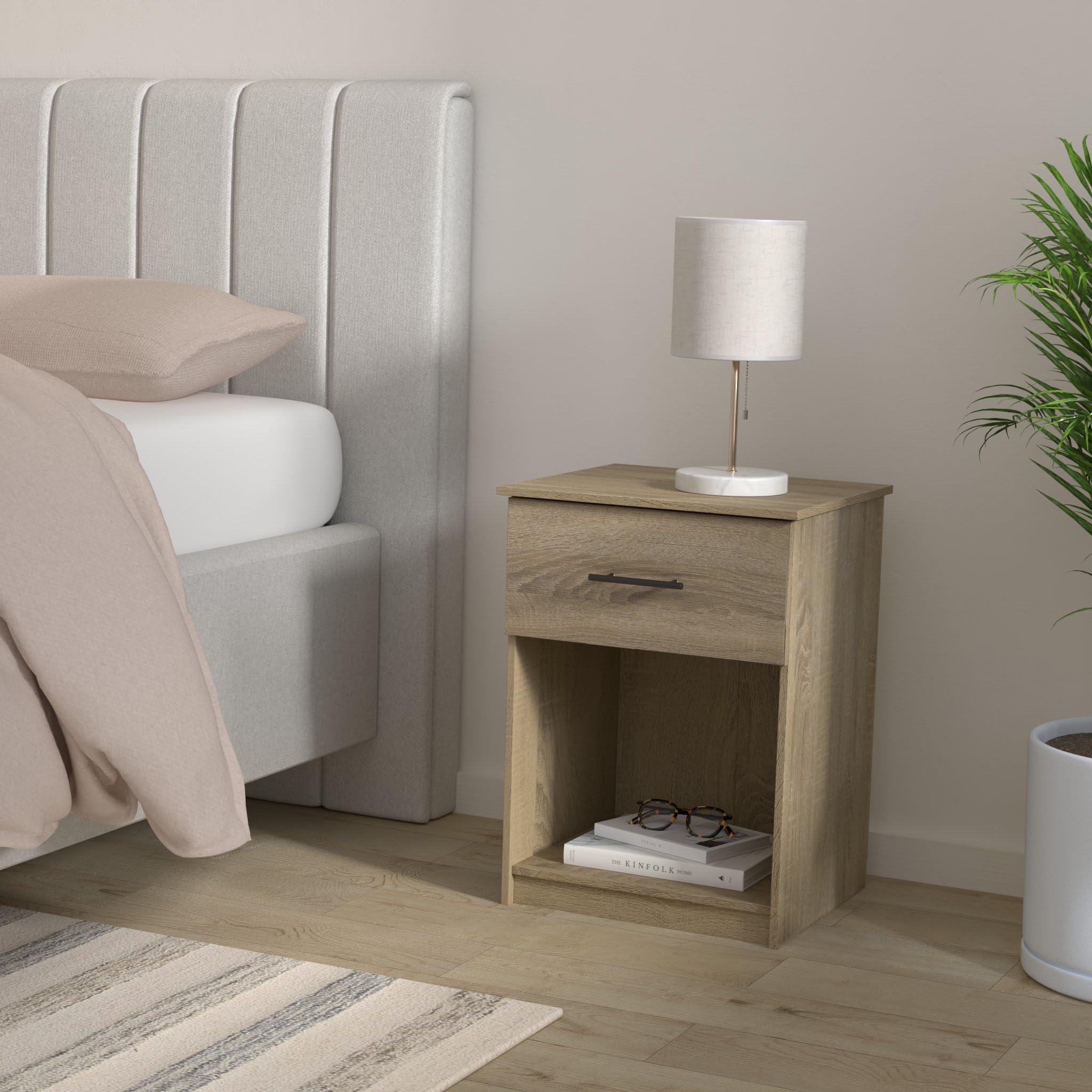 Foto 3 pulgar | Mesita De Noche Furinno Tidur, Roble Francés, Gris, Paquete De 2 - Venta Internacional.