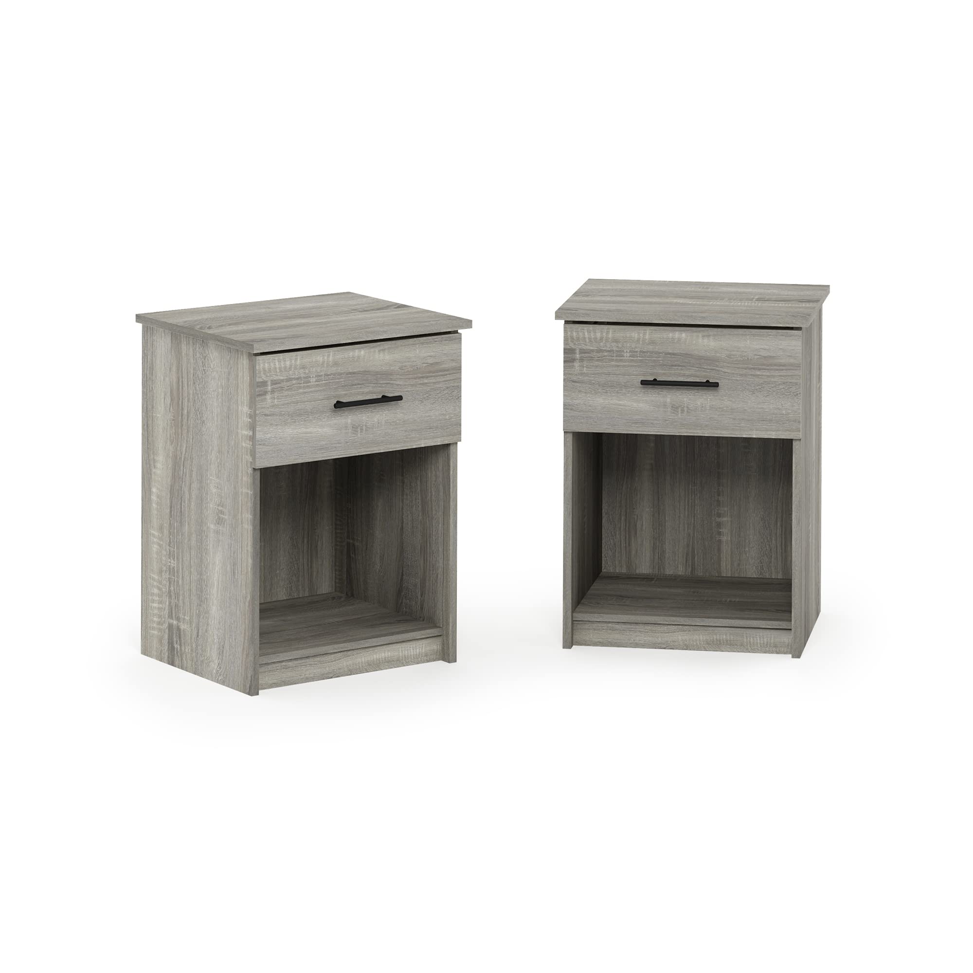Foto 5 | Mesita De Noche Furinno Tidur, Roble Francés, Gris, Paquete De 2 - Venta Internacional.