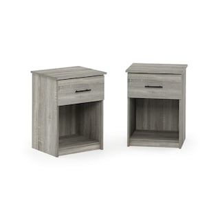 Foto 5 | Mesita De Noche Furinno Tidur, Roble Francés, Gris, Paquete De 2 - Venta Internacional.