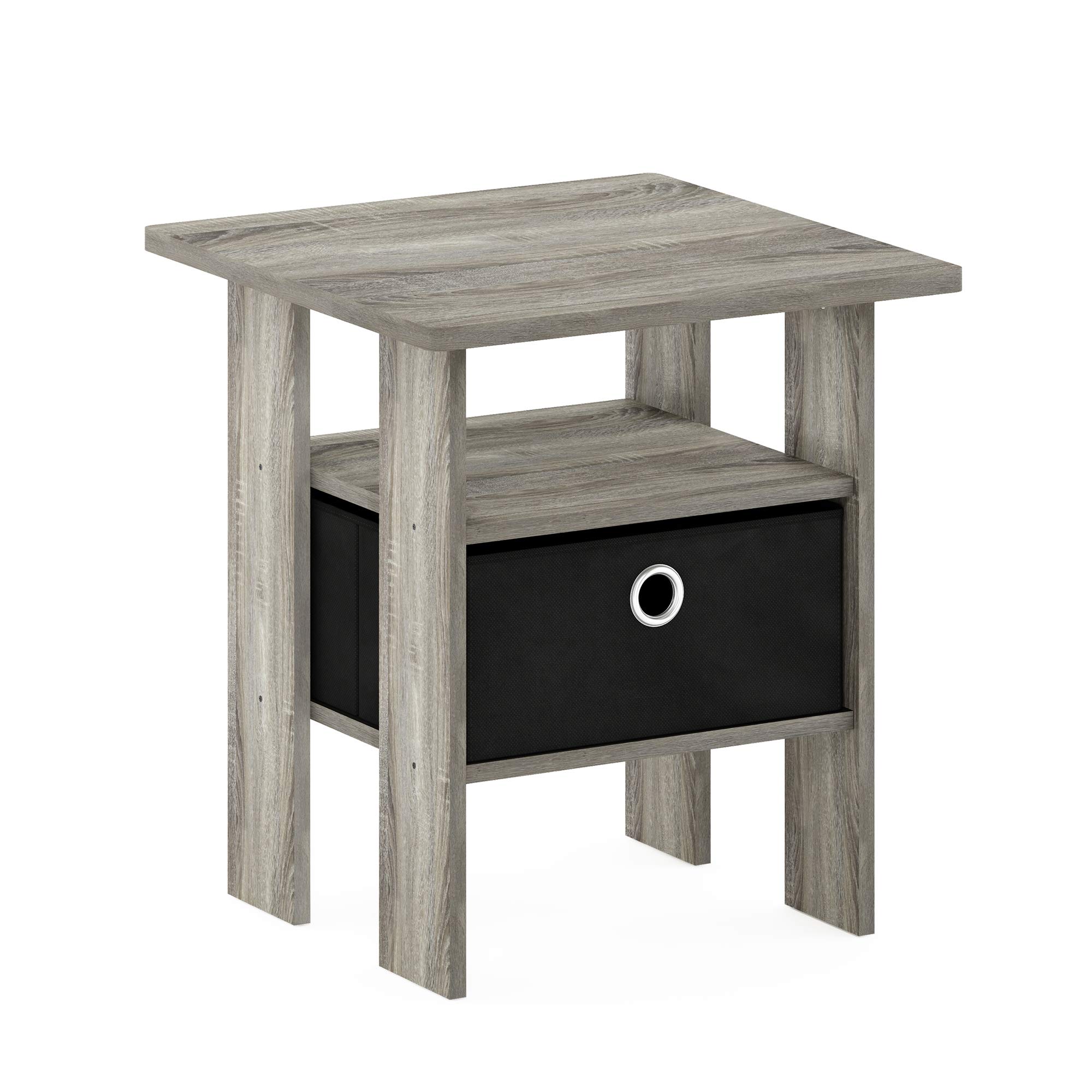 Foto 2 pulgar | Mesa Auxiliar Furinno Andrey Con Cajón Para Papelera, Roble Francés, Gris/negro - Venta Internacional.