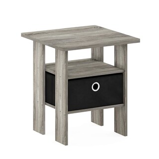 Foto 1 | Mesa Auxiliar Furinno Andrey Con Cajón Para Papelera, Roble Francés, Gris/negro - Venta Internacional.
