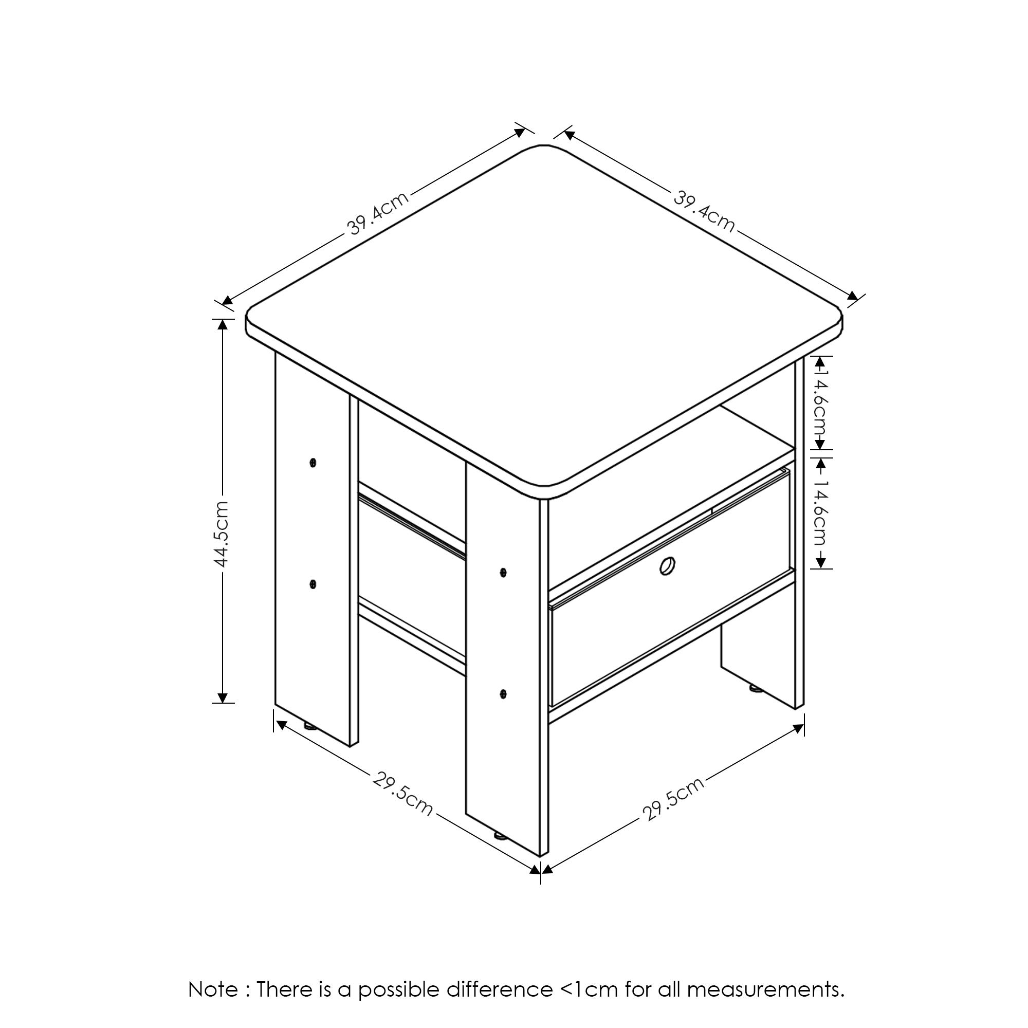 Foto 3 pulgar | Mesa Auxiliar Furinno Andrey Con Cajón Para Papelera, Roble Francés, Gris/negro - Venta Internacional.