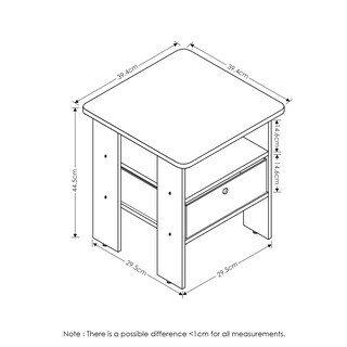 Foto 2 | Mesa Auxiliar Furinno Andrey Con Cajón Para Papelera, Roble Francés, Gris/negro - Venta Internacional.