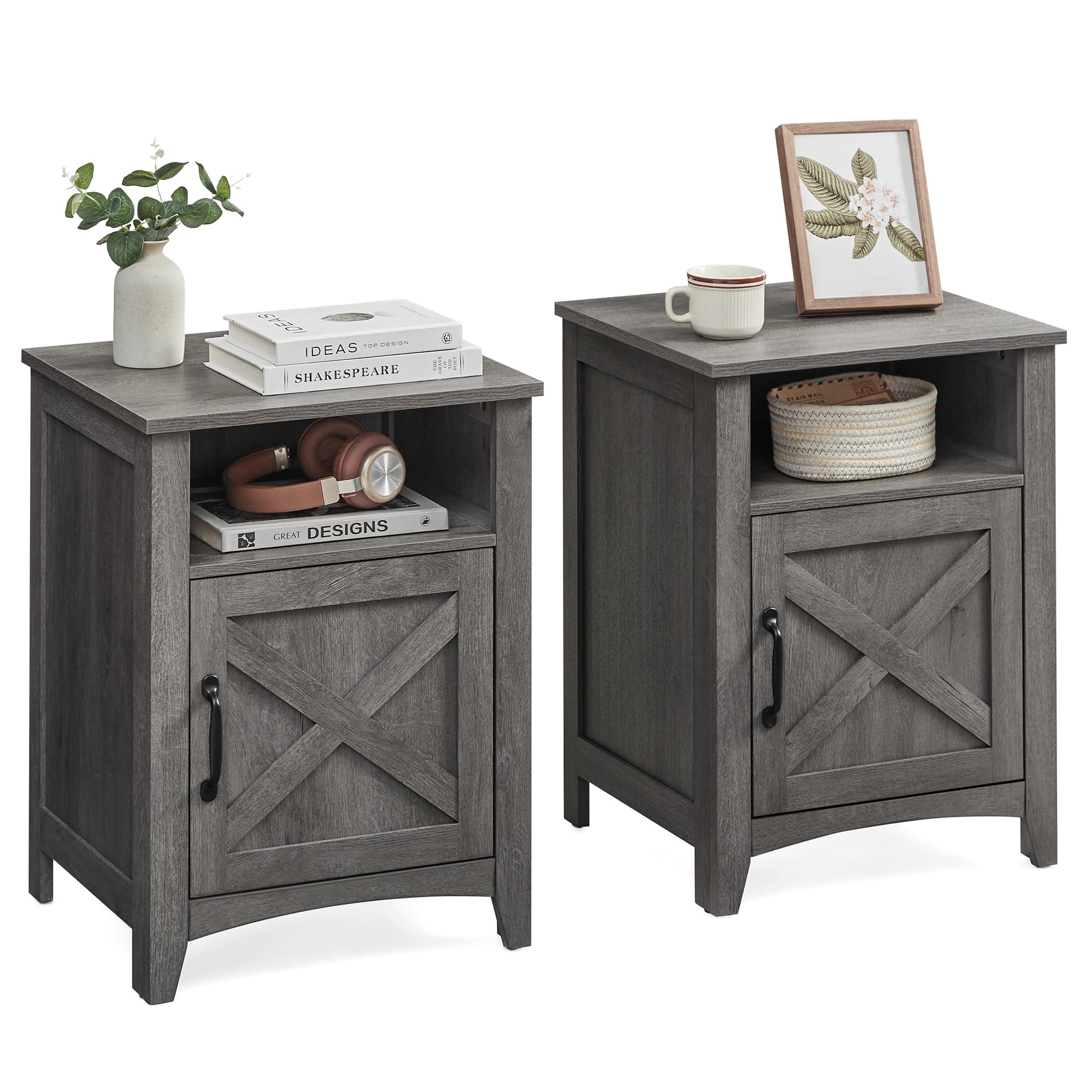 Foto 1 | Mesita De Noche Vasagle Liry Colección Farmhouse Misty Grey X2 - Venta Internacional.