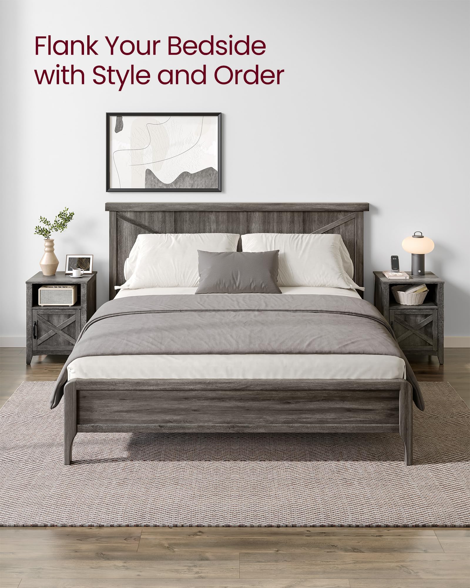 Foto 3 | Mesita De Noche Vasagle Liry Colección Farmhouse Misty Grey X2 - Venta Internacional.