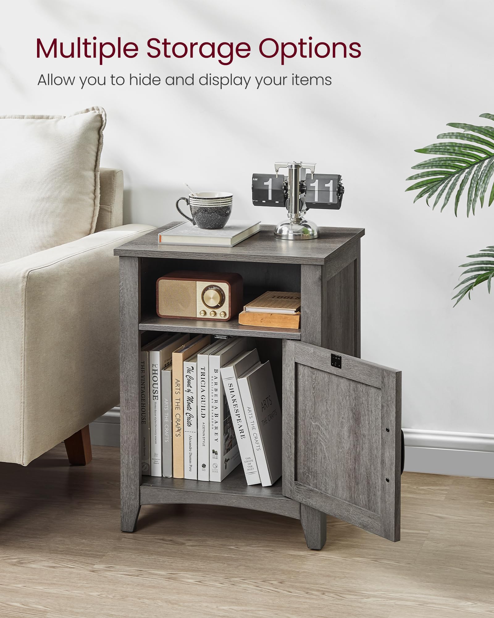 Foto 4 | Mesita De Noche Vasagle Liry Colección Farmhouse Misty Grey X2 - Venta Internacional.