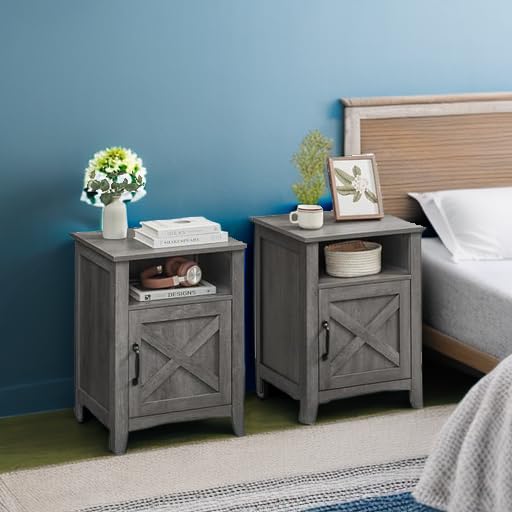 Foto 5 | Mesita De Noche Vasagle Liry Colección Farmhouse Misty Grey X2 - Venta Internacional.