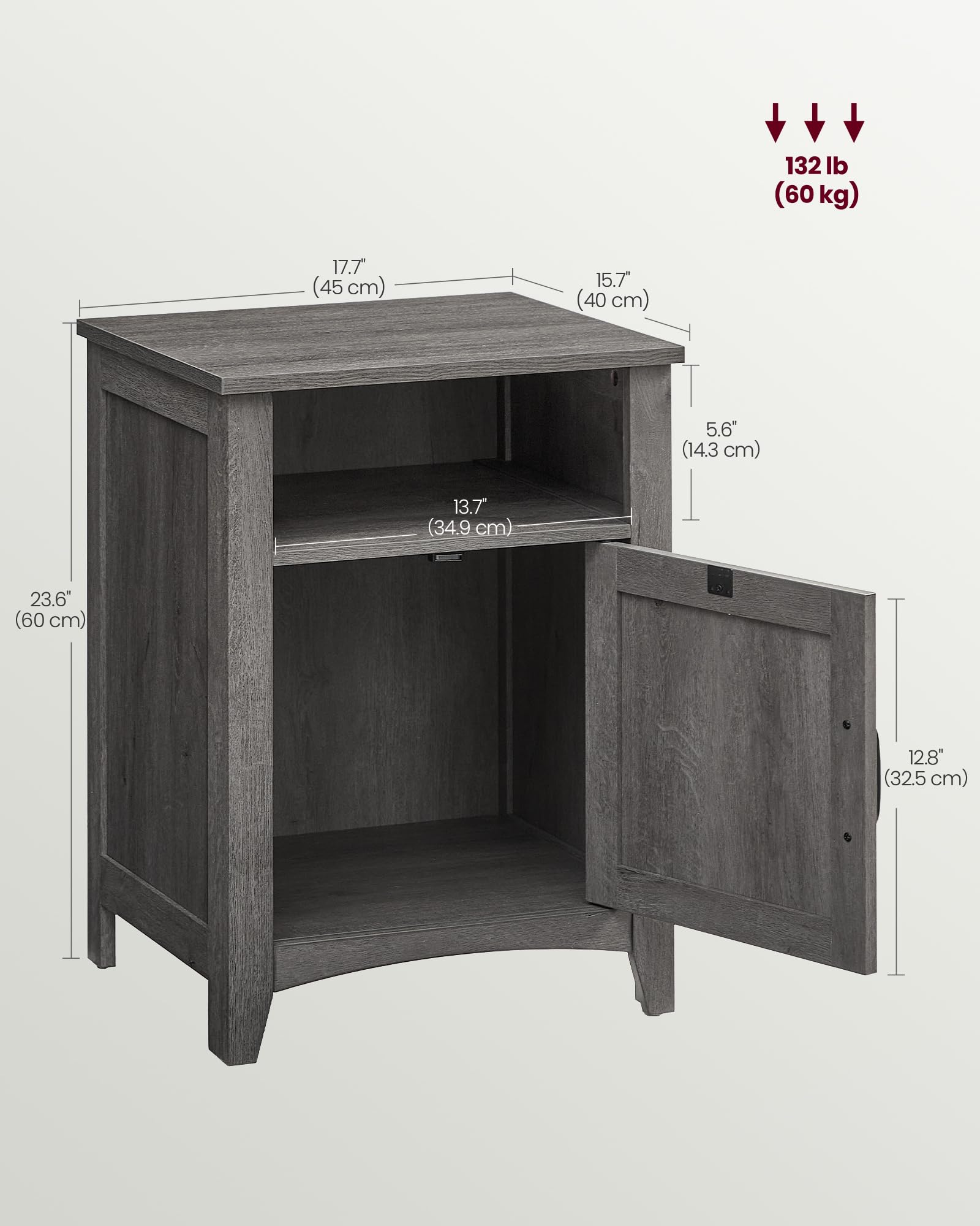 Foto 7 | Mesita De Noche Vasagle Liry Colección Farmhouse Misty Grey X2 - Venta Internacional.