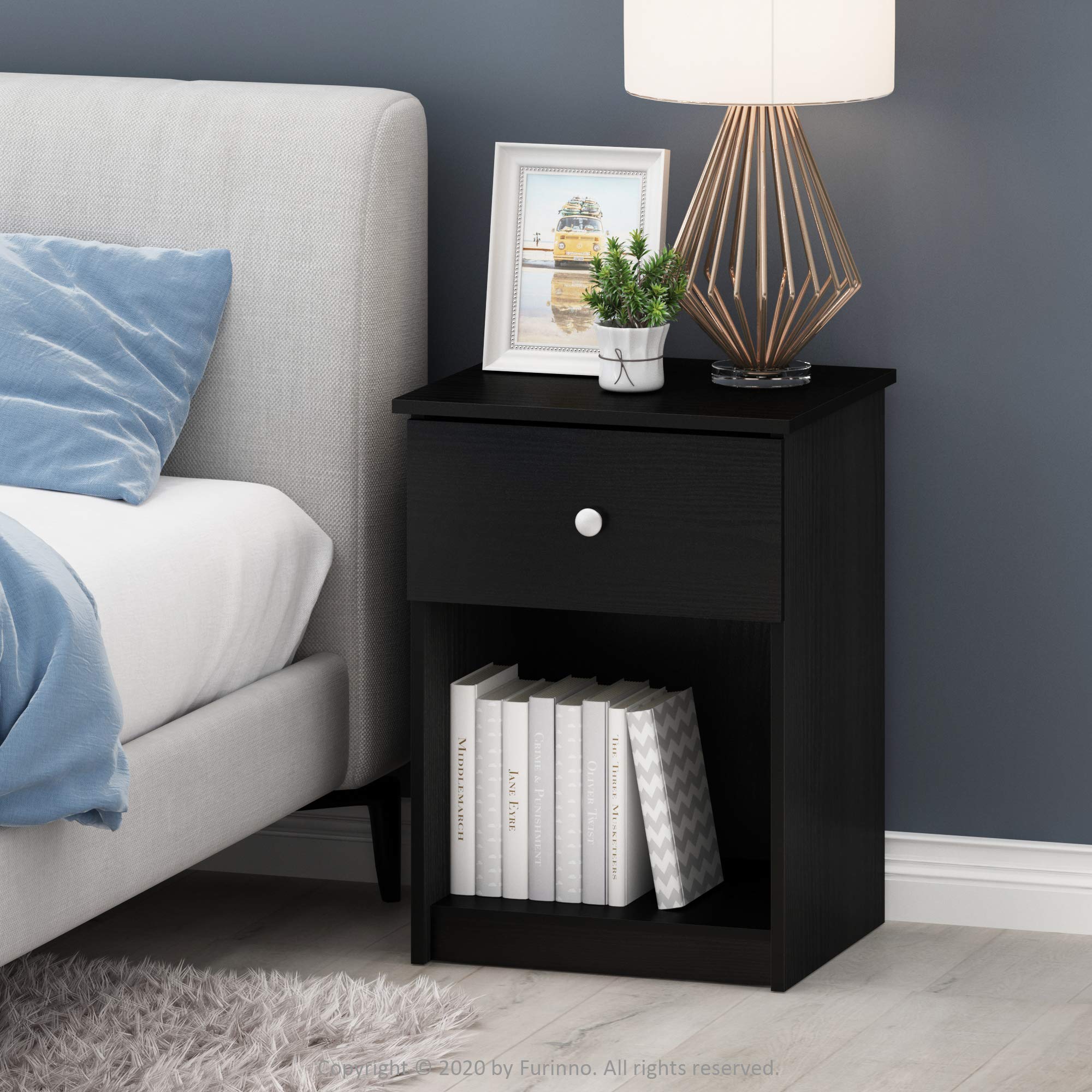 Foto 3 | Mesita De Noche Furinno Tidur, Roble Negro, Paquete De 1 - Venta Internacional.