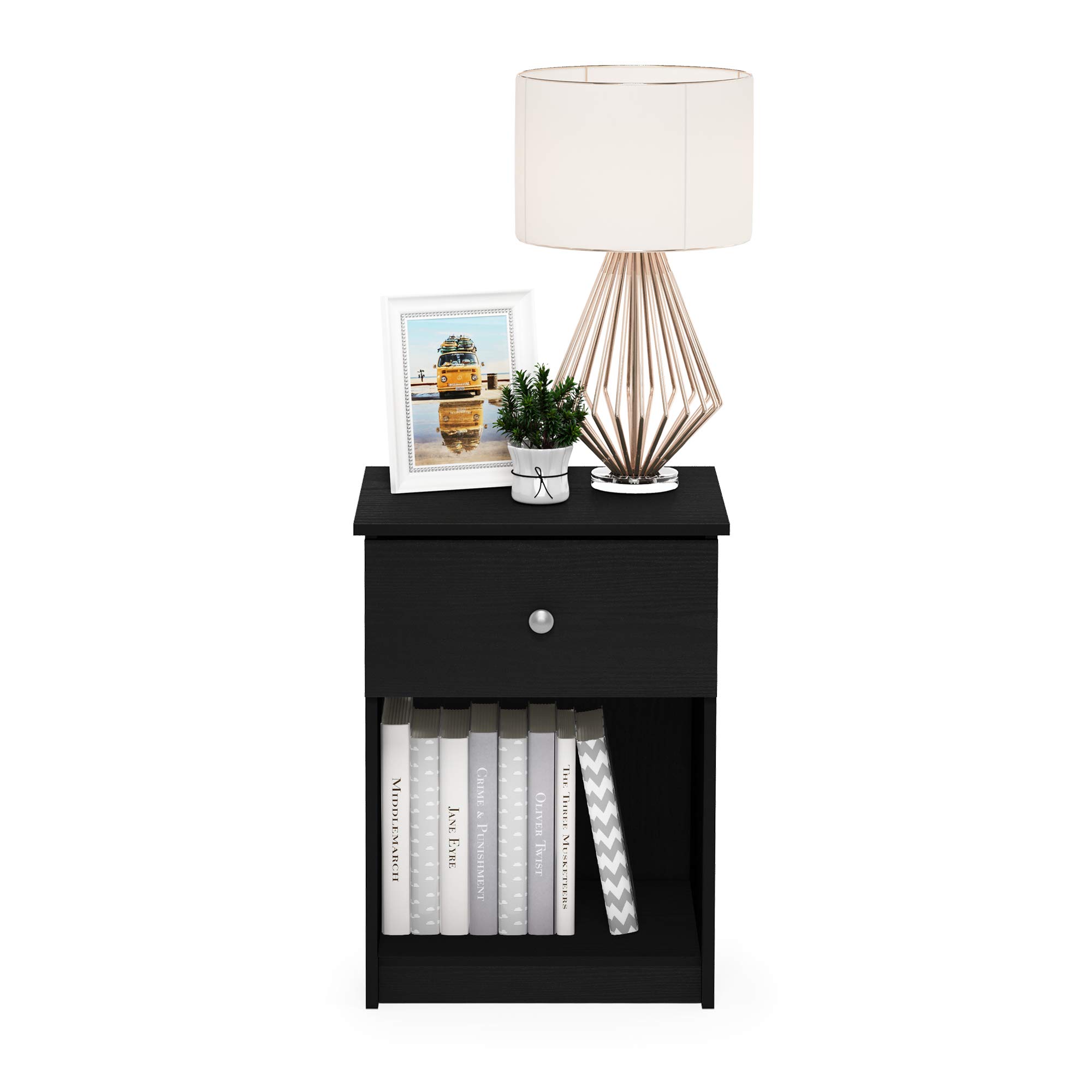 Foto 6 | Mesita De Noche Furinno Tidur, Roble Negro, Paquete De 1 - Venta Internacional.