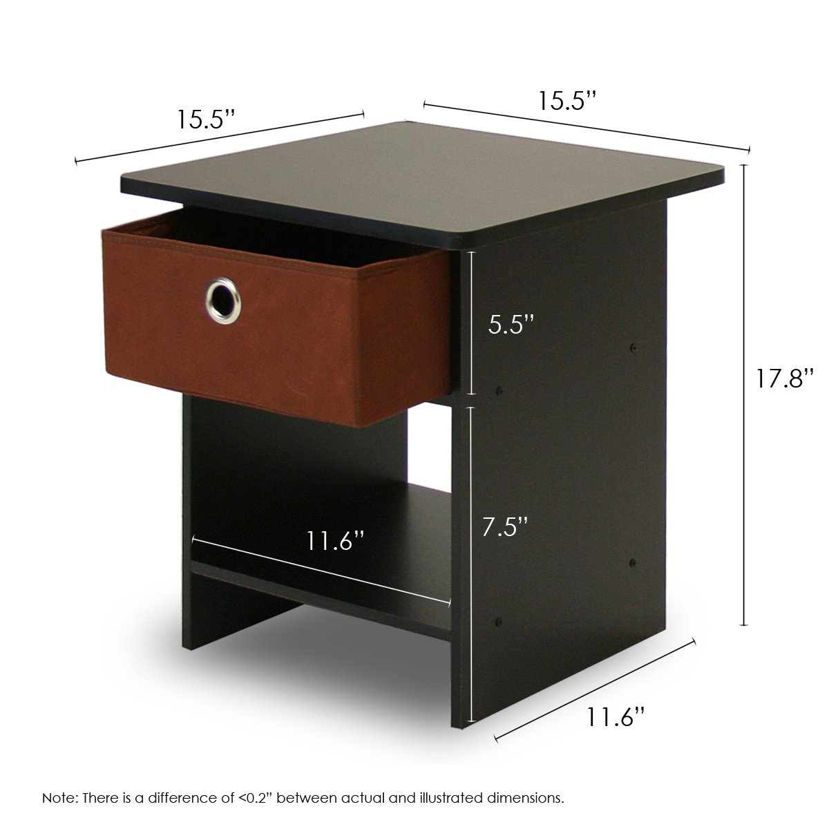 Foto 3 pulgar | Mesa Auxiliar Furinno Dario Con Cajón Para Papelera, Color Café Espresso Y Marrón - Venta Internacional.