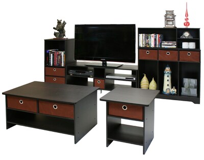 Foto 5 | Mesa Auxiliar Furinno Dario Con Cajón Para Papelera, Color Café Espresso Y Marrón - Venta Internacional.