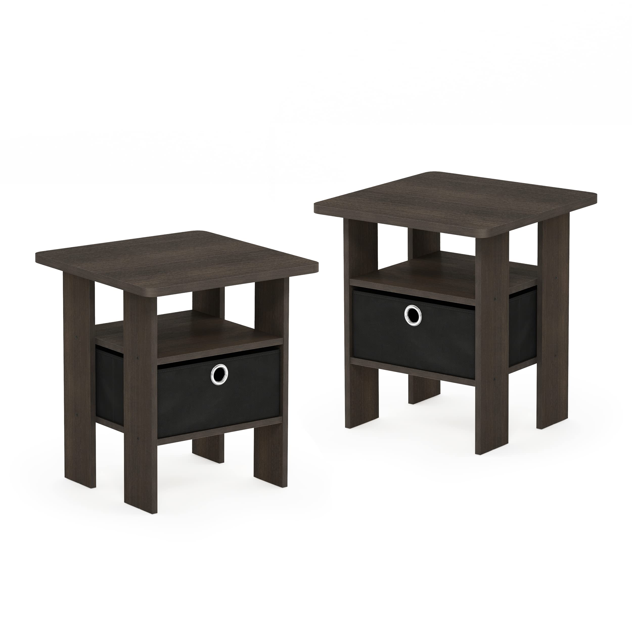 Foto 2 pulgar | Mesa Auxiliar Furinno Andrey, Juego De 2 Unidades Con Cajón Para Papelera, Color Marrón Y Negro - Venta Internacional.