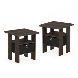 Foto 1 | Mesa Auxiliar Furinno Andrey, Juego De 2 Unidades Con Cajón Para Papelera, Color Marrón Y Negro - Venta Internacional.
