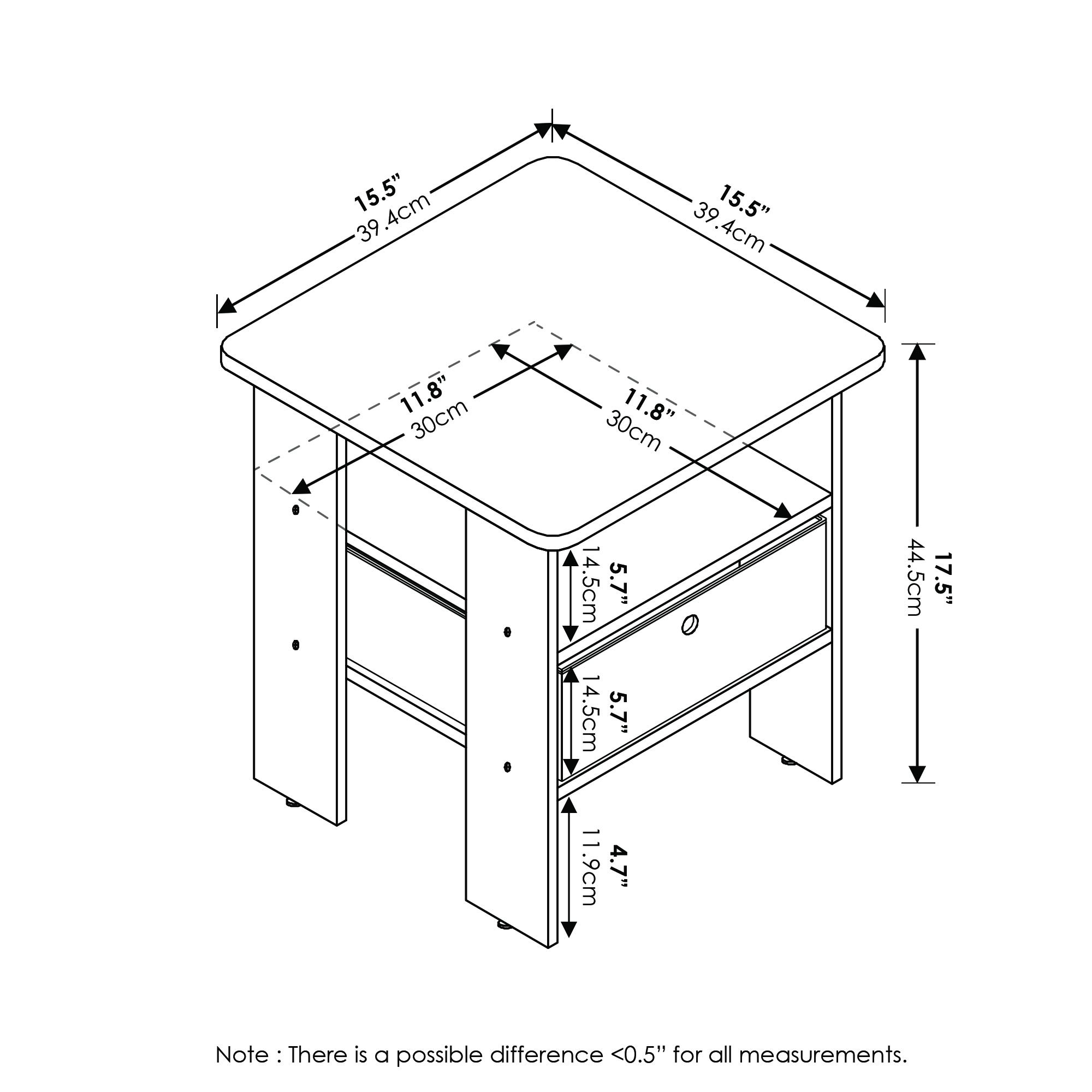 Foto 3 pulgar | Juego De Mesa Auxiliar Furinno Andrey Con Cajón Para Papelera Columbia Walnut - Venta Internacional.