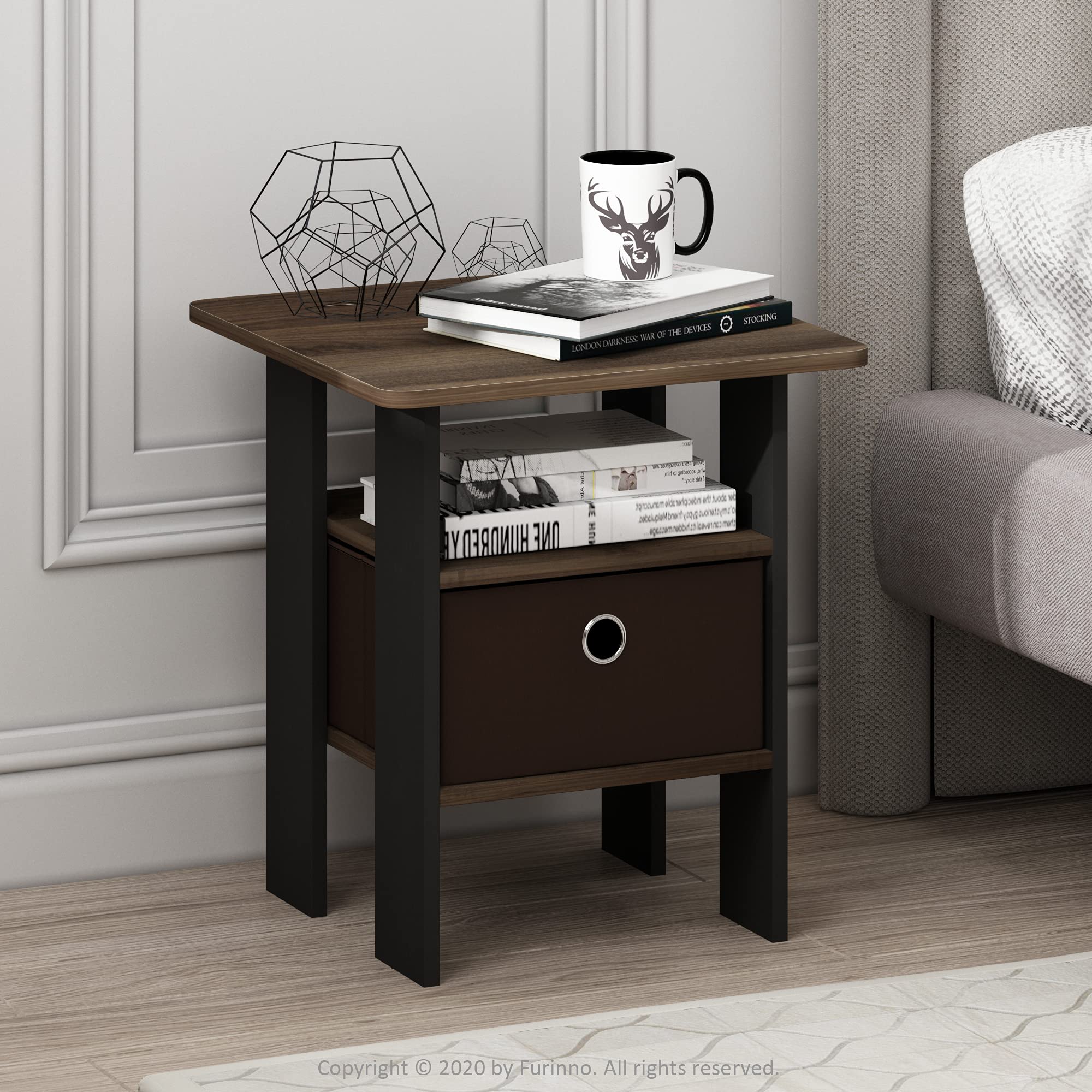 Foto 4 pulgar | Juego De Mesa Auxiliar Furinno Andrey Con Cajón Para Papelera Columbia Walnut - Venta Internacional.