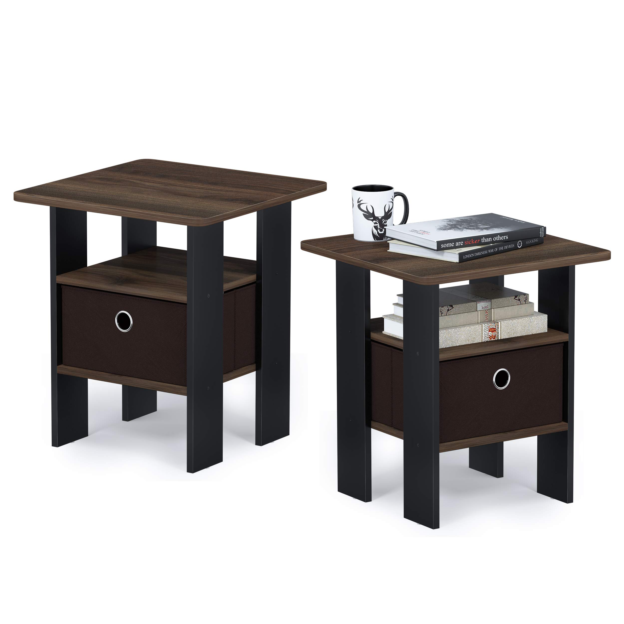 Foto 4 | Juego De Mesa Auxiliar Furinno Andrey Con Cajón Para Papelera Columbia Walnut - Venta Internacional.