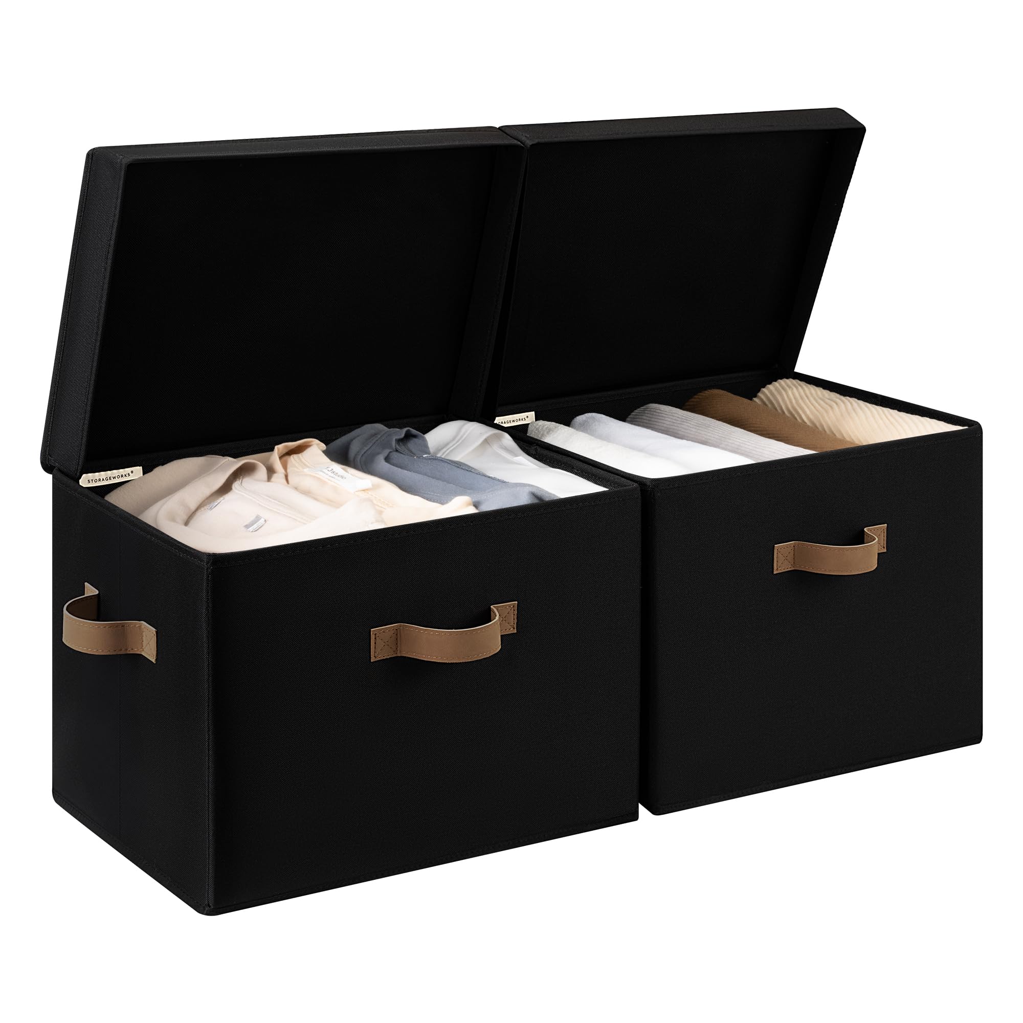 Foto 2 pulgar | Cubos De Almacenamiento Storageworks Decorativos Con Tapa De 40 Litros, Color Negro, Paquete De 2 - Venta Internacional.