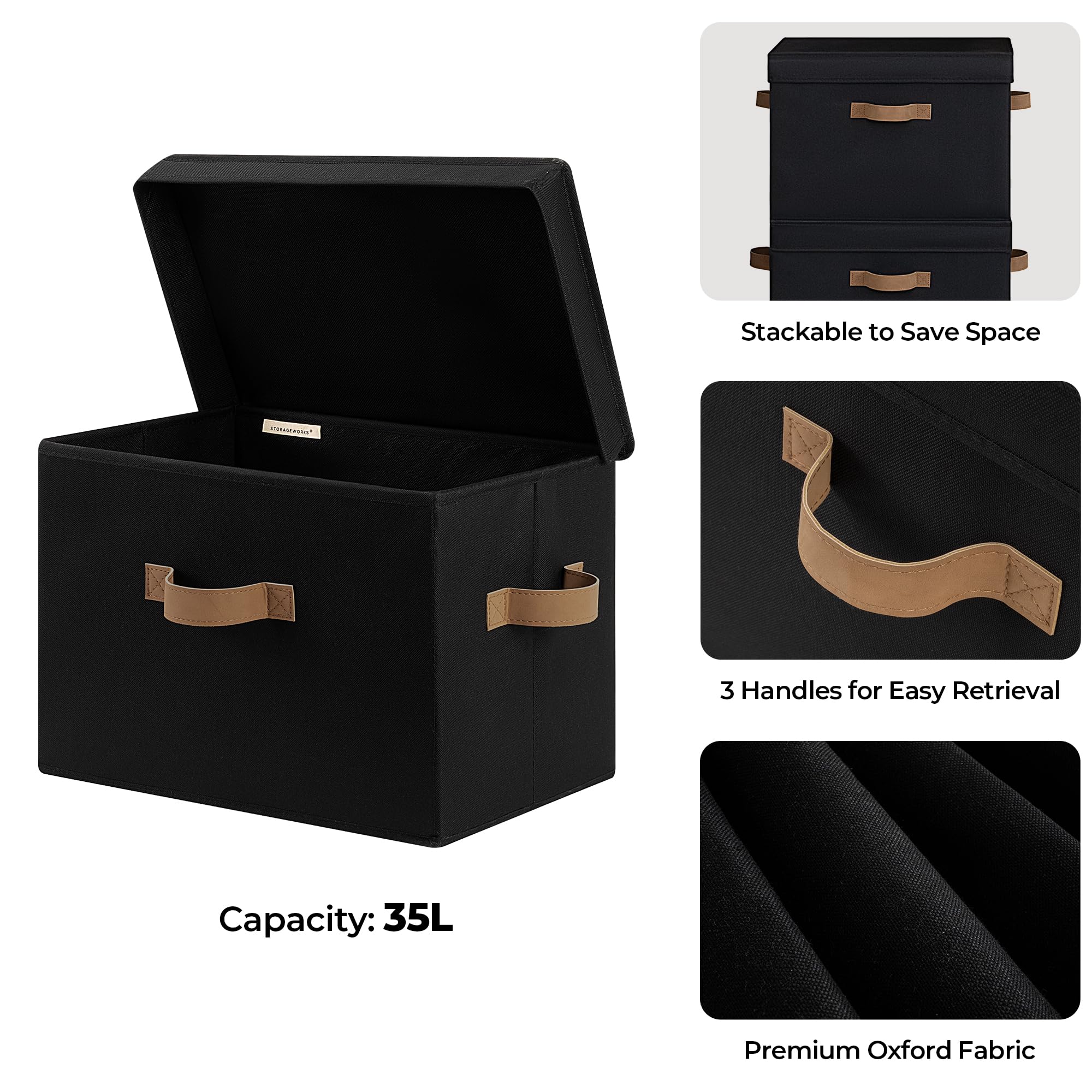 Foto 4 pulgar | Cubos De Almacenamiento Storageworks Decorativos Con Tapa De 40 Litros, Color Negro, Paquete De 2 - Venta Internacional.