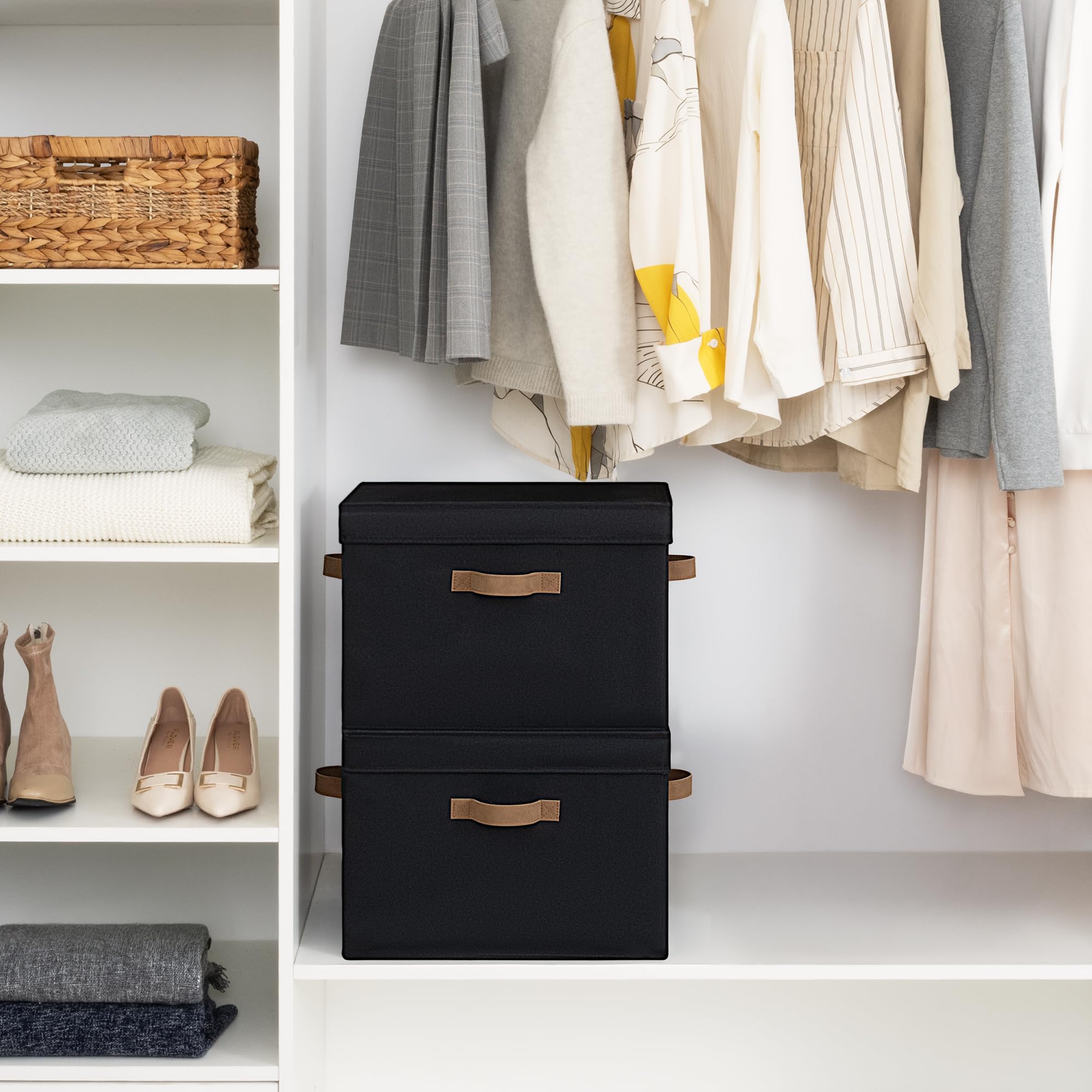 Foto 4 | Cubos De Almacenamiento Storageworks Decorativos Con Tapa De 40 Litros, Color Negro, Paquete De 2 - Venta Internacional.