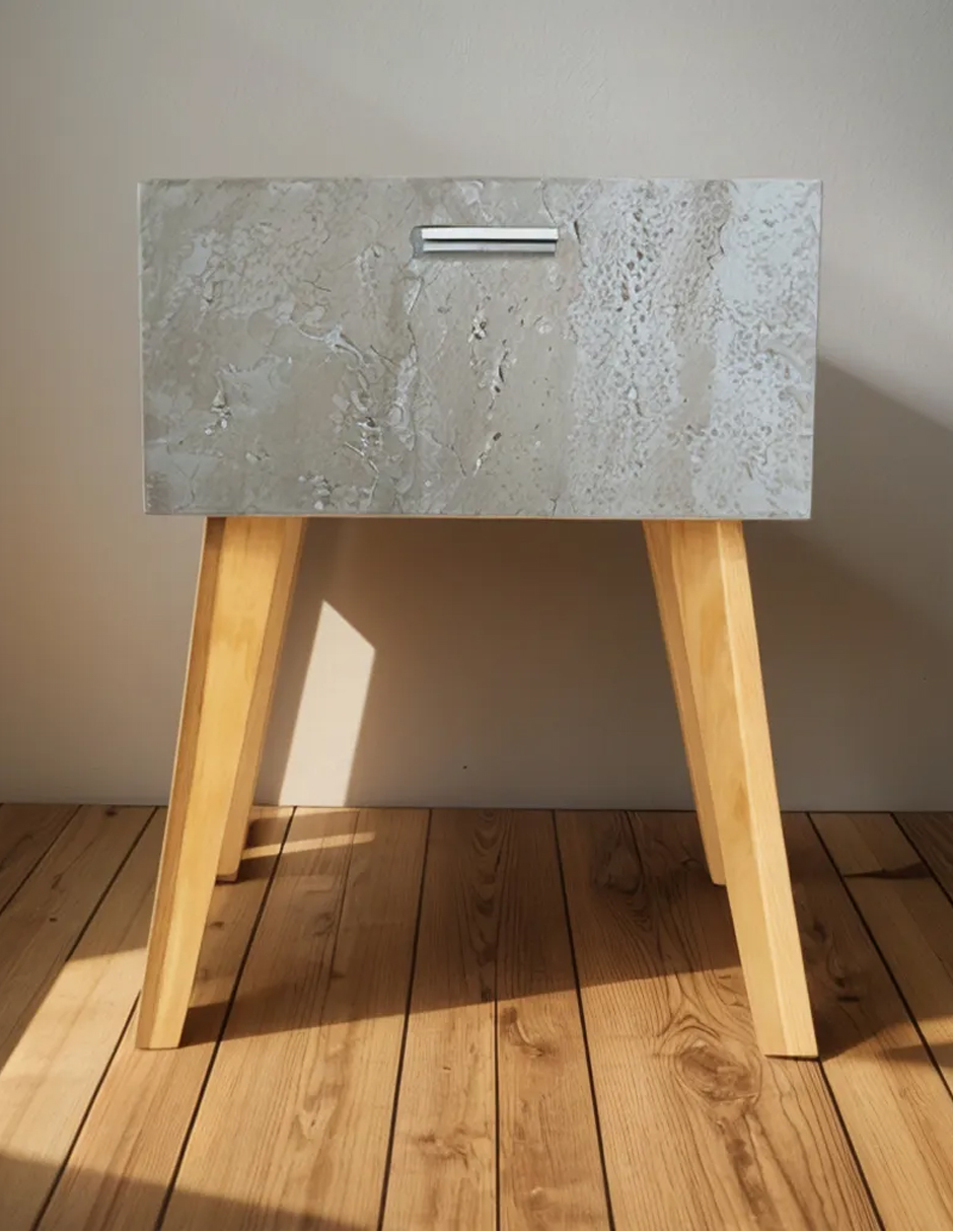 Foto 3 | Buro Mesa De Noche Piedra Beige Recámara Organizador