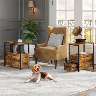 Foto 2 | Mesa De Centro Furniturer Vrains Marrón 60 X 30 X 62 Cm