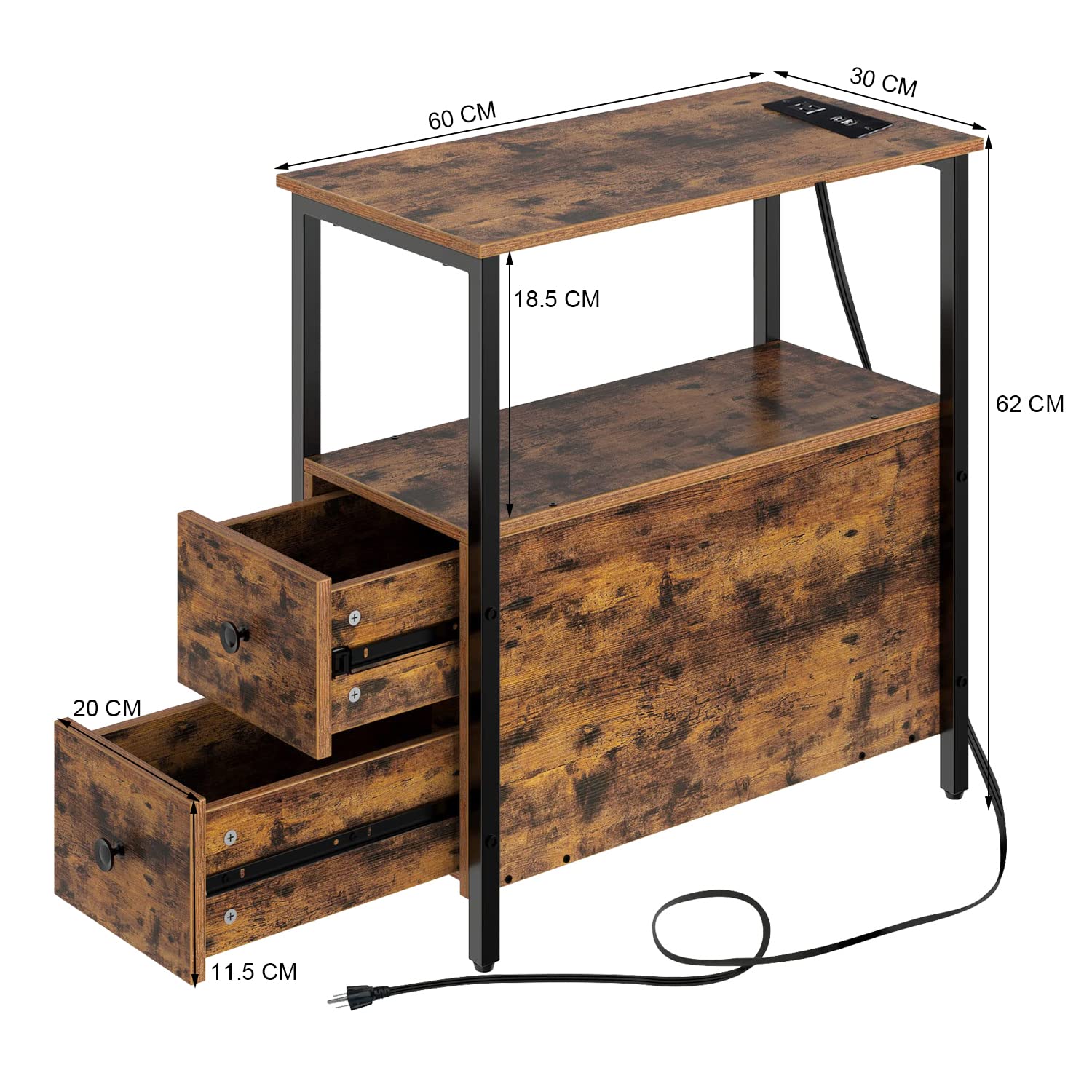Foto 4 pulgar | Mesa De Centro Furniturer Vrains Marrón 60 X 30 X 62 Cm