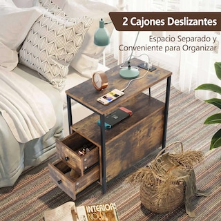 Foto 5 | Mesa De Centro Furniturer Vrains Marrón 60 X 30 X 62 Cm