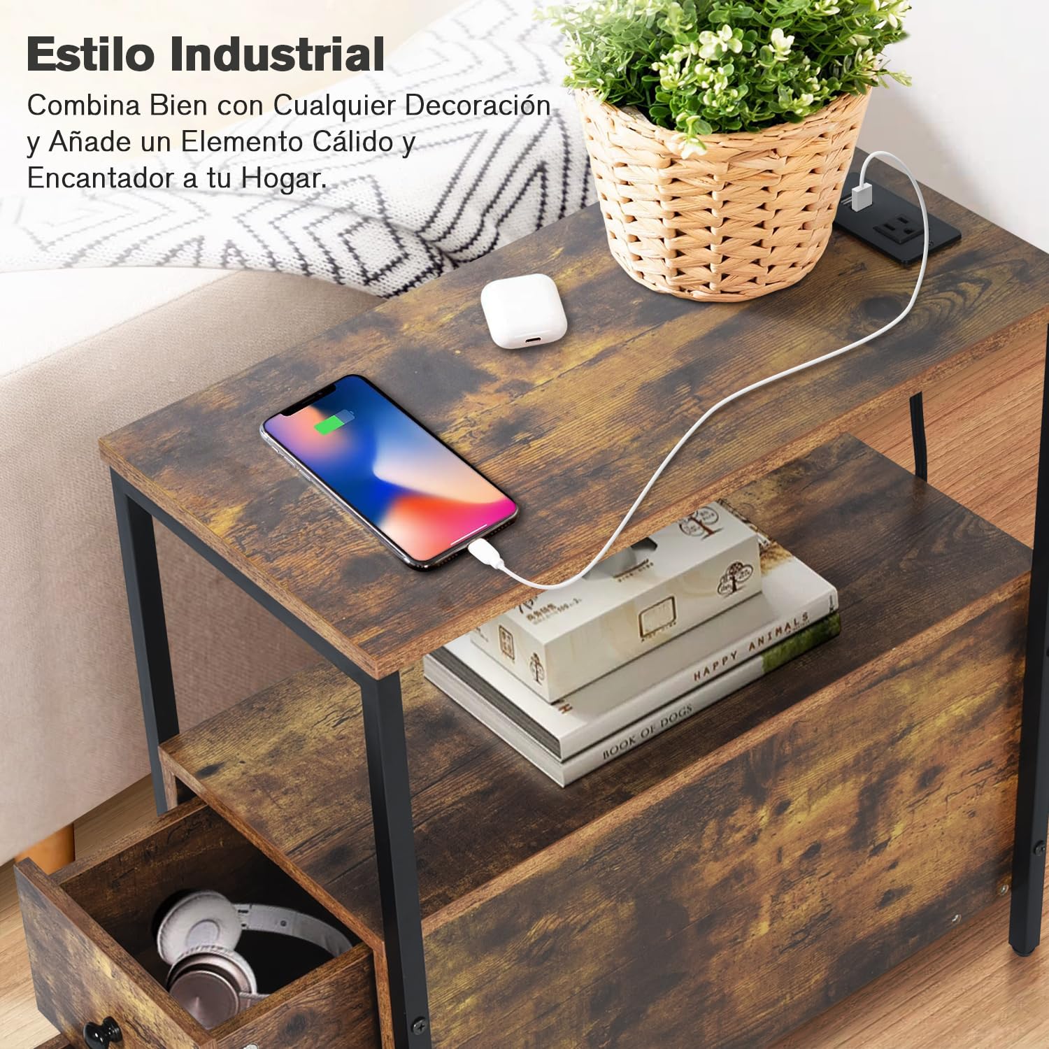 Foto 8 pulgar | Mesa De Centro Furniturer Vrains Marrón 60 X 30 X 62 Cm