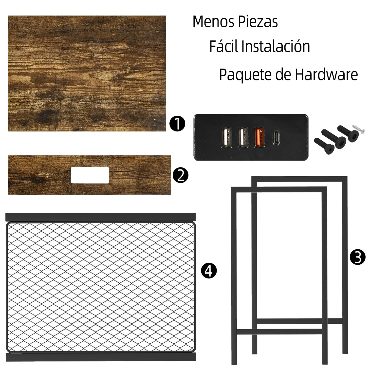 Foto 6 pulgar | Mesa De Centro Furniturer Oakham Marrón 38 X 28 X 52 Cm